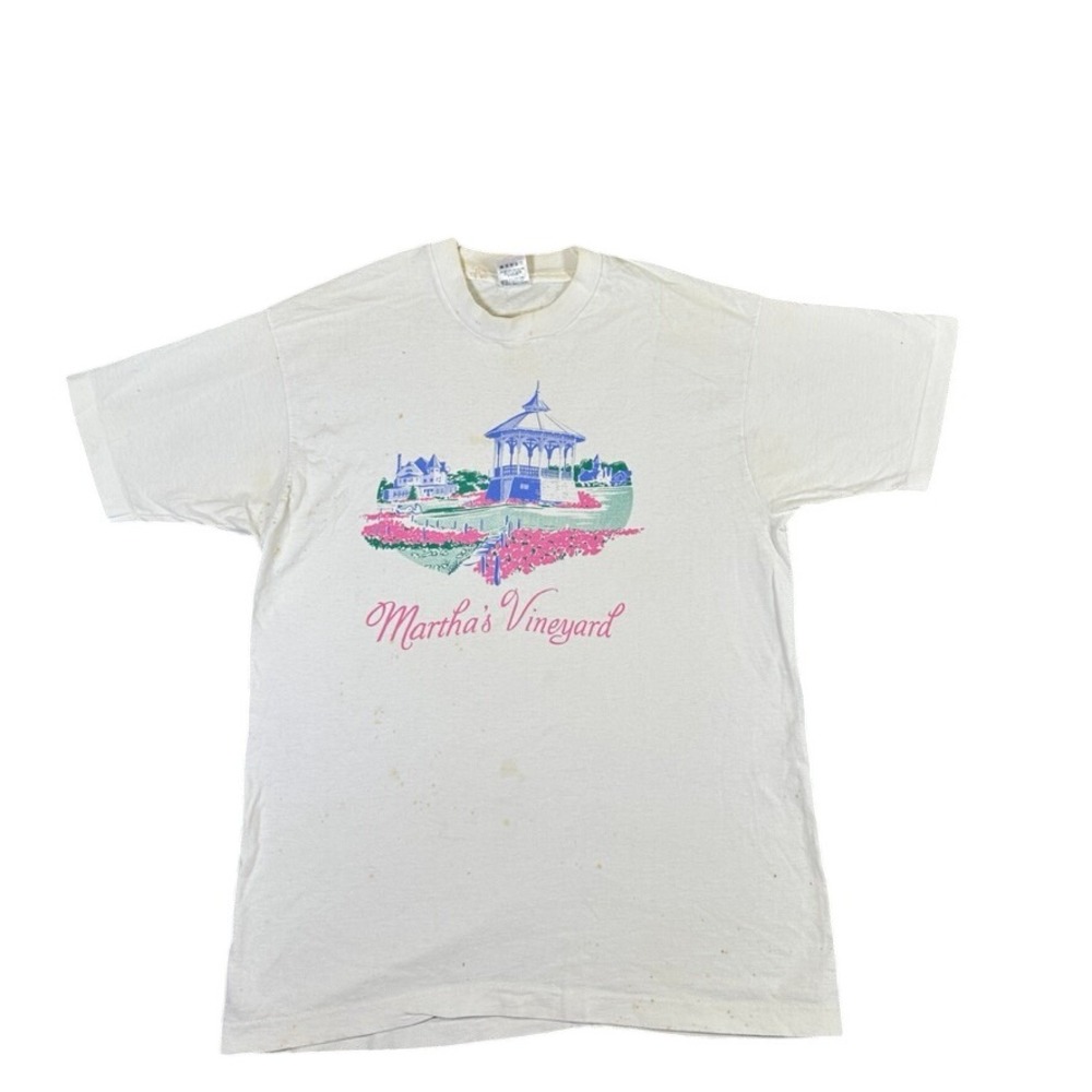 Vintage Fruit of the Loom Marthas Vineyard T-Shirt White Large Made in USA